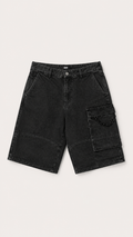 Black Wash Chain Denim Shorts