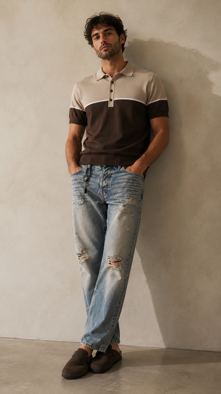 Sand Wash Ripped Baggy Jeans