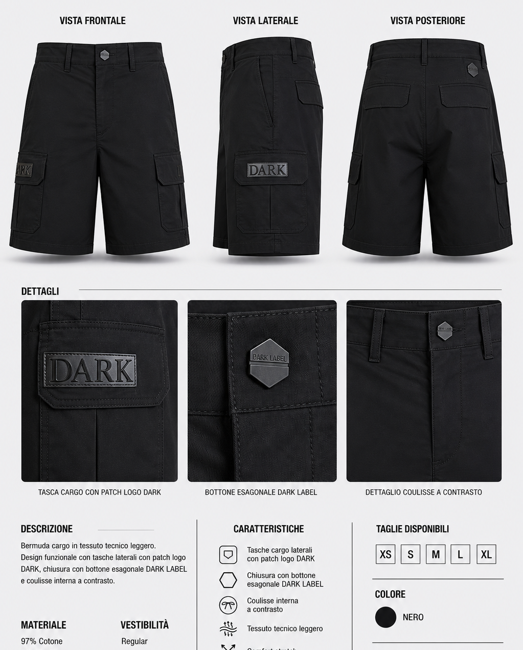 Cotton Satin Cargo Shorts