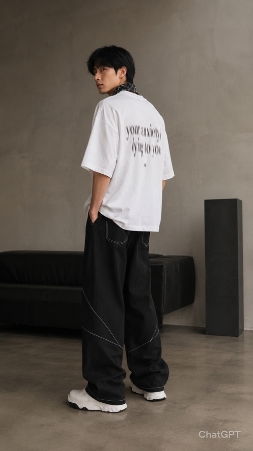 Black Resin Cotton Loose Pant